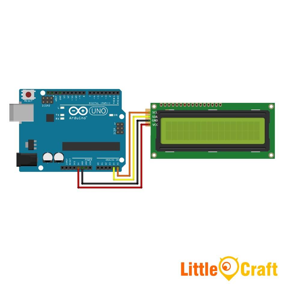I2C Character LCD Display 1602 Yellow Blacklight