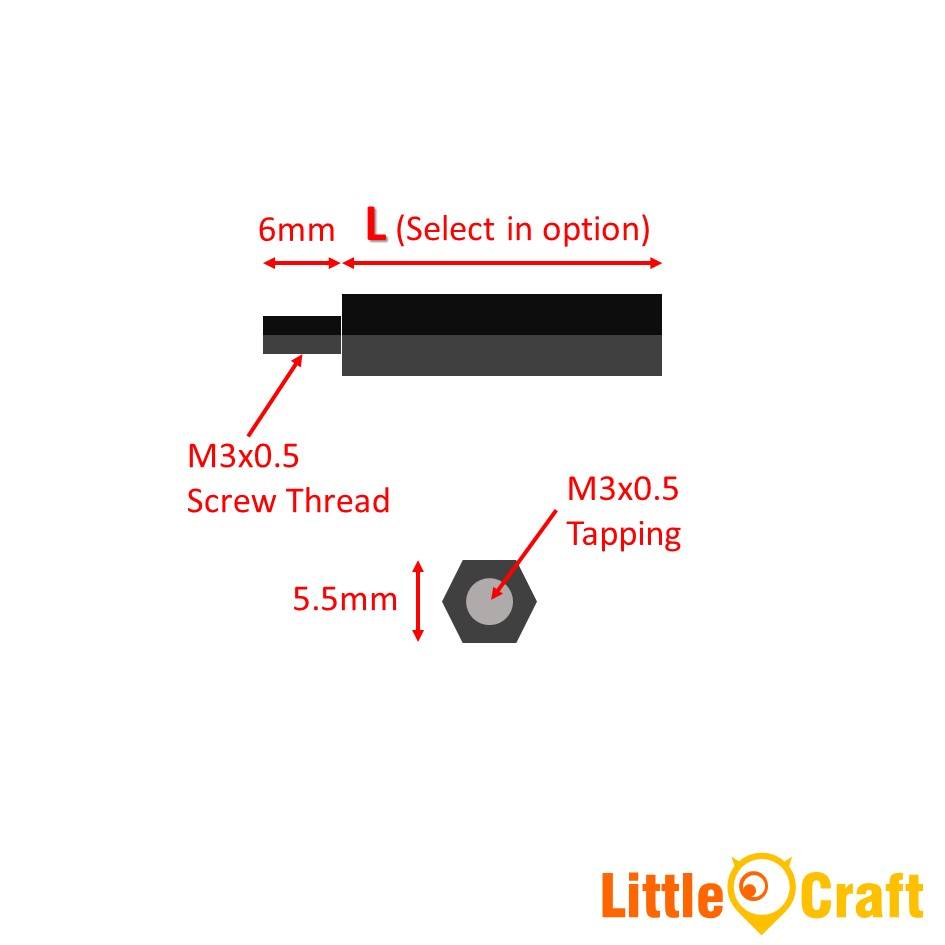 Nylon PCB Standoffs Hexagon Spacers M3 Male x M3 Female Black