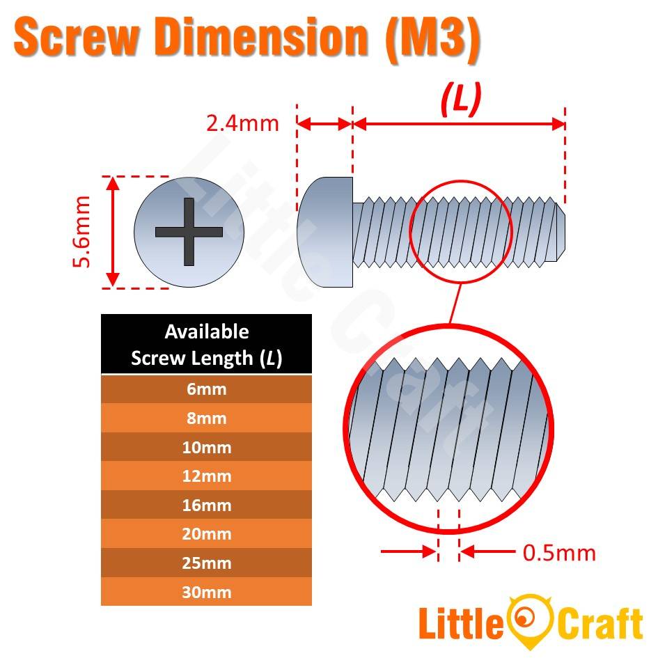 Pan Head Machine Metric Screw M3 Zinc Plating (10pcs)