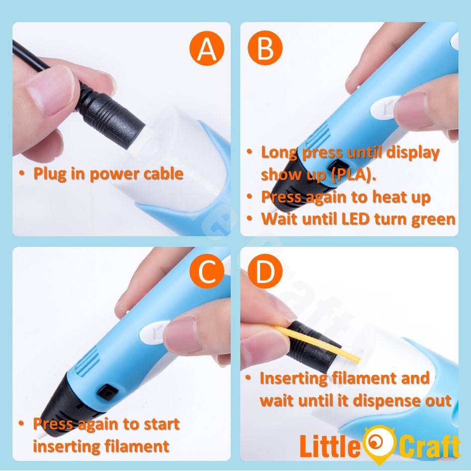 3D Pen 3D Printing 3D Printer Art Craft Pen (Free Filament)