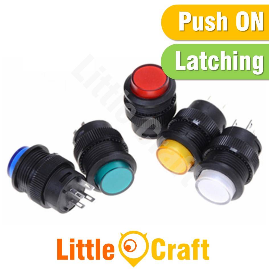 16mm Push On Latching Button Switch 4 Pin R16503BD
