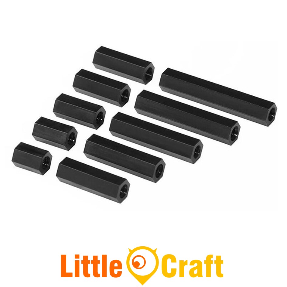 Nylon PCB Standoffs Hexagonal Spacers M3 Female x M3 Female Black
