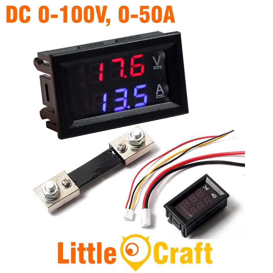 Panel Mount Digital Volt & Amp Meter (0100VDC & 050A) With Current