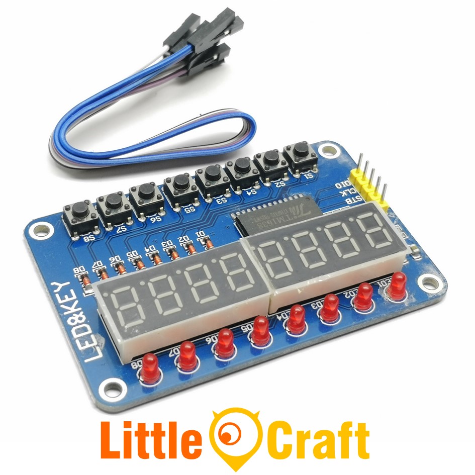 TM1638 8Digit 7Segment with 8LEDs and 8Push Buttons Module