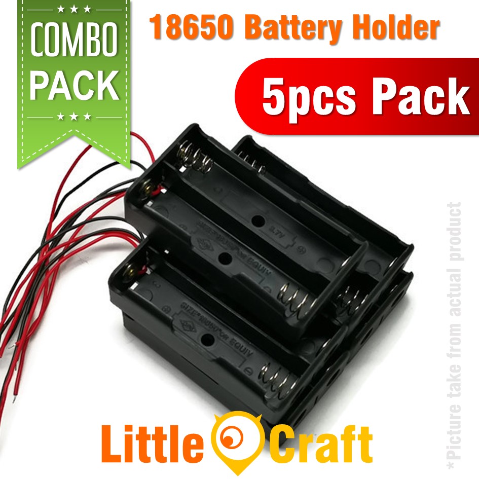 18650 Double Cell Two Slot 3.7V Battery Holder 5pcs Pack